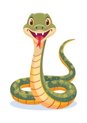Flat Vector Illustration of a Friendly Cartoon Snake