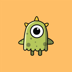 Cute Green Monster Cartoon Vector