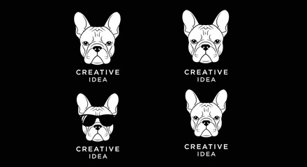 Fototapeta premium Vector Illustration of French Bulldog Heads with Creative Idea Text