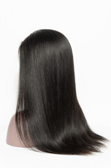 Naklejka premium remy straight black human hair weaves wigs on mannequin head 
