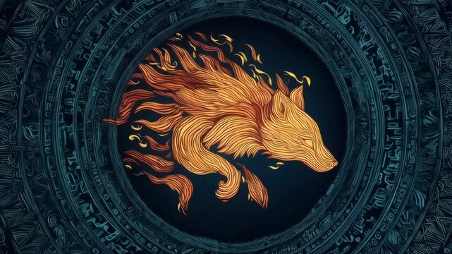 Explore the mesmerizing wolf illustration surrounded by intricate patterns in a captivating, mystical setting that showcases artistic talent