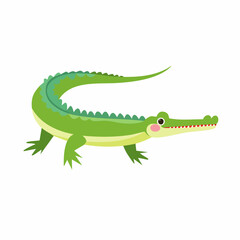 Obraz premium Playful Cartoon Alligator with Green Scales and Pink Cheeks