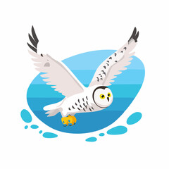 Obraz premium Majestic Snowy Owl Soaring with Wings Spread Wide in Flight