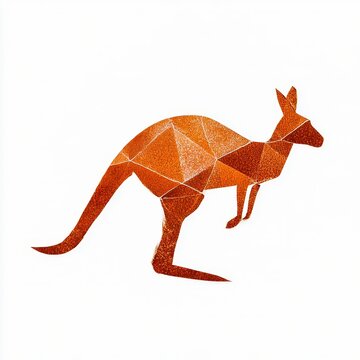 geometric kangaroo silhouette logo angular hops in rust white background