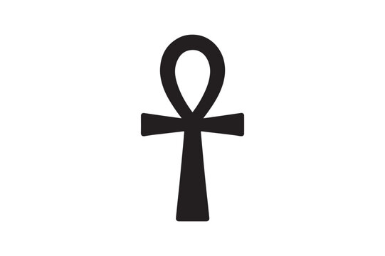 Ankh Cross icon silhouette vector with white background