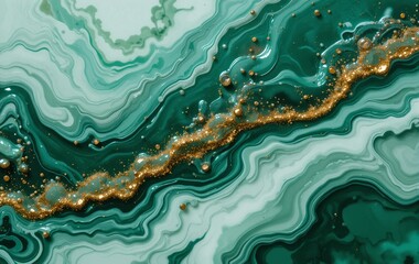 dark green and gold marbling background image, material, texture banner advertising poster