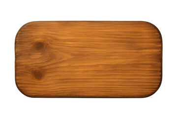 Rectangular wooden board with rounded corners on a transparent background, perfect for food presentation or kitchen-themed designs