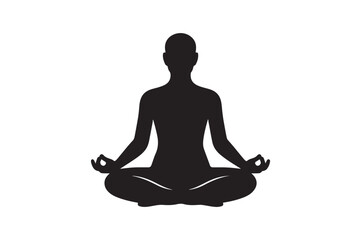 Meditation Lotus icon silhouette vector with white background