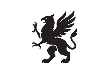Obraz premium Mythical Griffin icon silhouette vector with white background