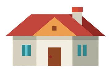 Simple Countryside Home With Tiled Roof On White Background