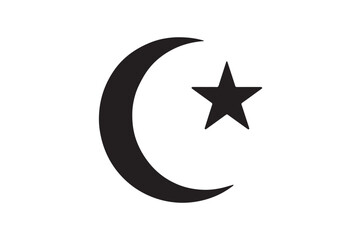 Star and Crescent icon silhouette vector with white background