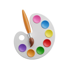 Colorful artist palette and paintbrush with vibrant colors for creative art and painting projects