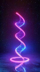 Obraz premium floating neon DNA helix spiraling upward