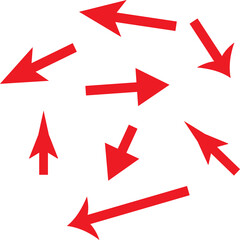 Collection of red arrows pointing in various directions  png