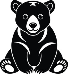 Chubby Bear Cub Silhouette Vector