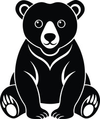 Adorable Bear Cub Cartoon Vector silhouette