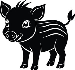 Cute Wild Boar Piglet Vector Illustration