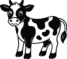 Cute Cartoon Cow Vector Illustration