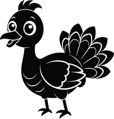 Cute Peacock Vector Silhouette
