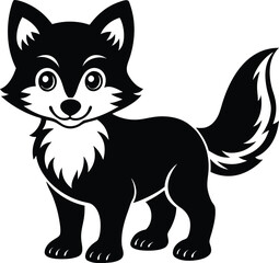 Cartoon Fox Vector Silhouette
