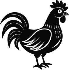 Rooster Standing Vector Silhouette
