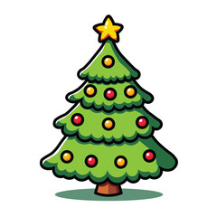 Illustration Vector Graphic Cartoon of a Christmas Tree