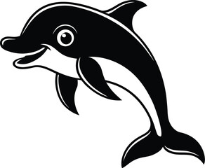 Playful dolphin vector silhouette
