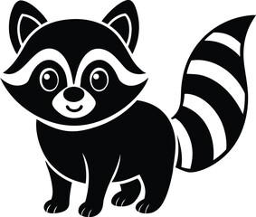 Cute raccoon vector silhouette
