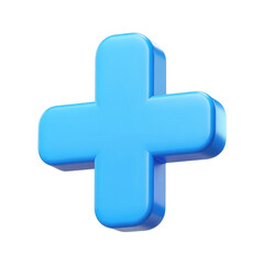 Obraz premium Blue 3d plus sign icon symbol for social media and web design isolated on black background