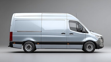 Silver Delivery Van Isolated on White Background