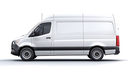 White Delivery Van on White Background