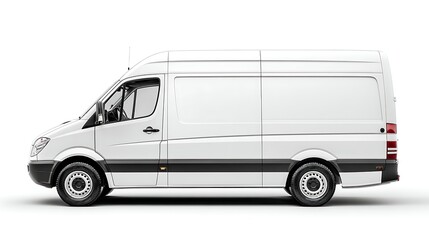 White Delivery Van Isolated on White Background