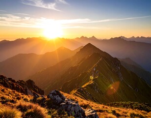 Mountain sunrise panorama (2)