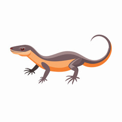 Obraz premium Stylized Lizard with Orange Underbelly and Curled Tail, Side View.