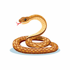 Fototapeta premium Cartoon Snake Coiled, Showing Red Tongue and Detailed Patterned Skin