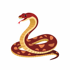 Fototapeta premium Cartoonish Snake with Red Head and Coiled Body, Ready to Strike