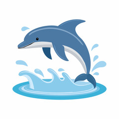 Fototapeta premium Playful Dolphin Leaping from Water with Animated Splash and Joy