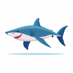 Obraz premium Cartoon Shark with Open Mouth and Sharp Teeth Swimming Forward