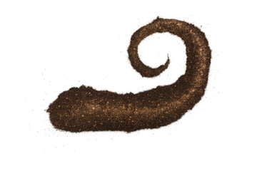 Brown glitter flowing and swirling on a transparent background, creating a luxurious and elegant design element
