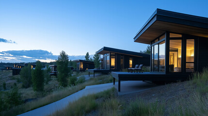 Modern mountain resort architecture design hotel vacation rental home