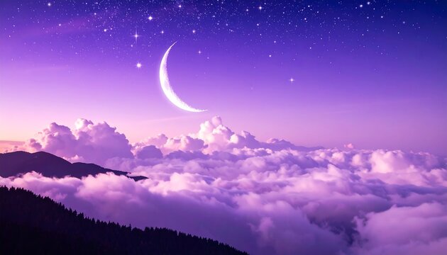 Mystical mountaintop cloudscape at twilight