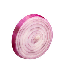 One Spanish onion or red onion slice isolated on white background with clipping path