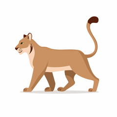 Stylized Walking Cougar with Upright Tail and Detailed Facial Features