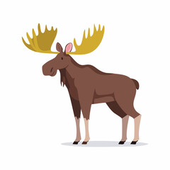 Obraz premium Majestic Moose with Golden Antlers in a Simple, Flat Illustration