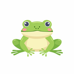 Obraz premium Adorable Cartoon Frog with Big Eyes and Pink Cheeks