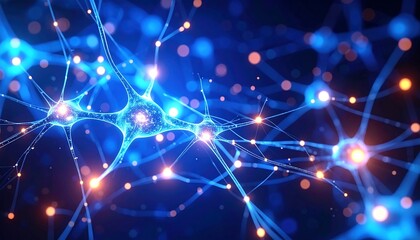 Neural network, vibrant blue and gold