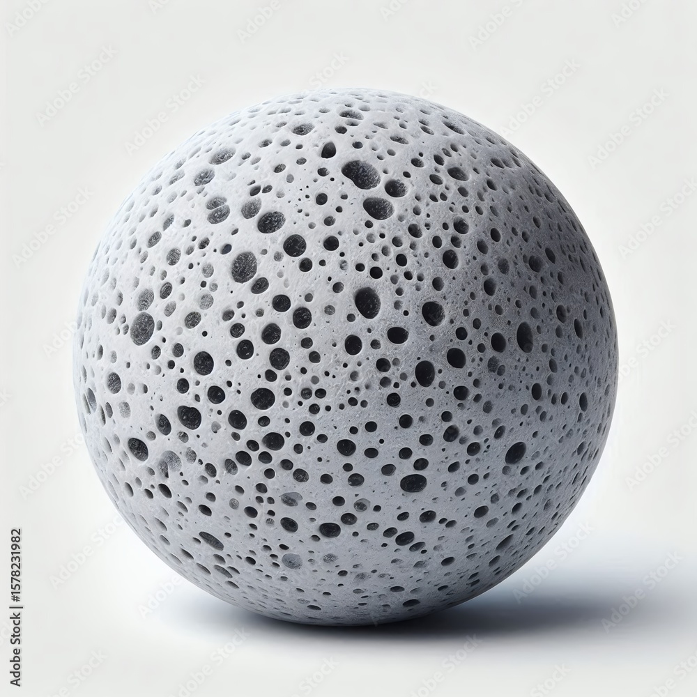 Fototapete porous sphere showcases intricate texture and form, rendered in muted grayscale with subtle shadows.