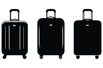 variety of suitcase silhouettes in black style, designed for travel and luggage-related visuals