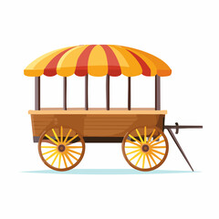 Colorful, Detailed Illustration of a Vintage Street Food Cart