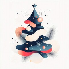Naklejka premium Minimalist abstract holiday poster with smooth gradients and isolated seasonal motifs designed for digital banners